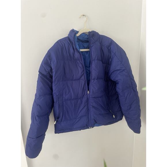 L.L. Bean Men's Med Down Filled Puffer Blue Reversable Parka Jacket - Picture 1 of 13